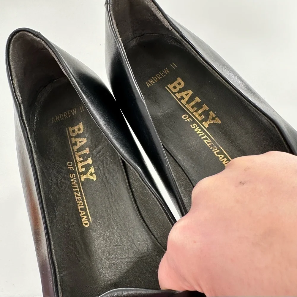 Bally mens Andrew II penny loafers size 10 black leather slip on vintage 80s 90s